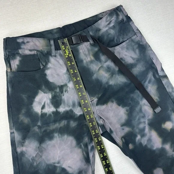 Clot Apparel Tie Dye Cavas Pants Belted Carpenter Men Medium Black Gray Tan